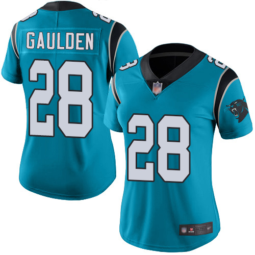 Carolina Panthers Limited Blue Women Rashaan Gaulden Jersey NFL Football 28 Rush Vapor Untouchable